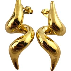 Carla 14 Karat Yellow Gold Spiral Drop Earrings #18902